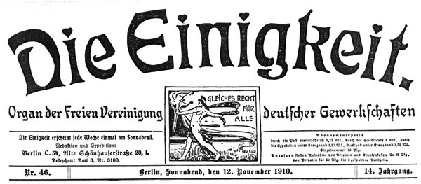 Die Einigkeit 1910 - Zeitungskopf